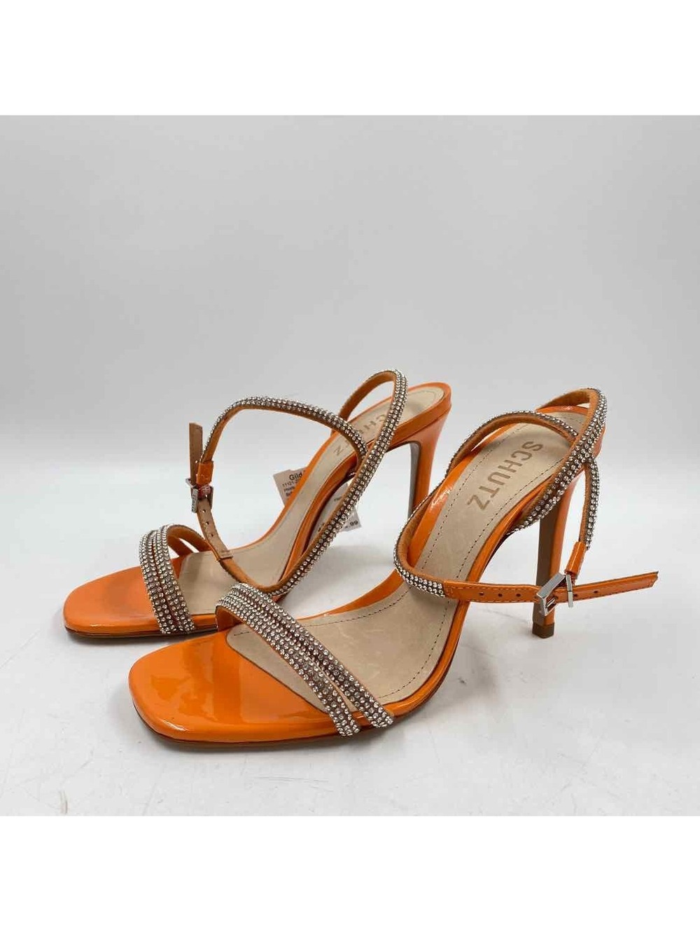 Schutz Women's Shoe Size 7.5 Orange Rhinestones Heels